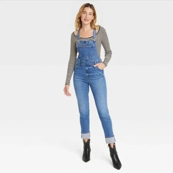 NEW Universal Thread Skinny Denim Overalls - Picture 1 of 14